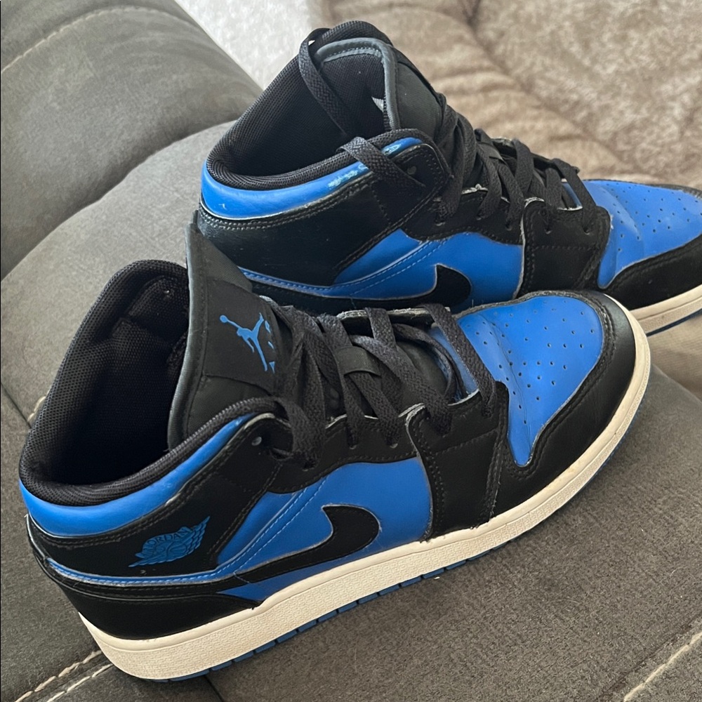 Jordan Boy’s Black and Blue High-Top Sneakers